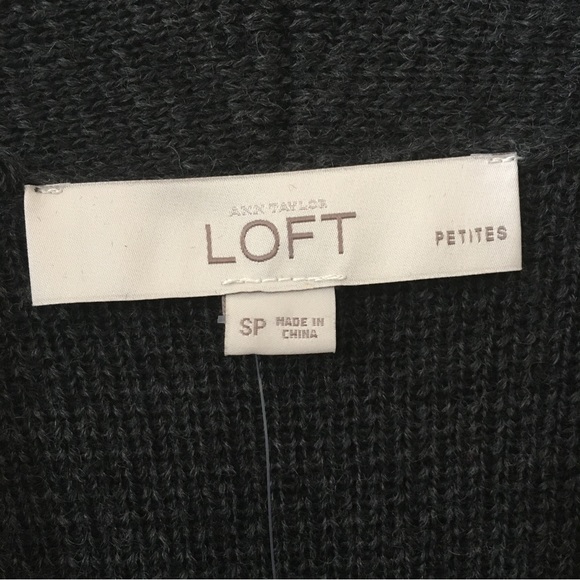 Ann Taylor LOFT Wool Blend Shawl Collar Charcoal Gray Cardigan - NWT - Sz. (SP) - Picture 4 of 6